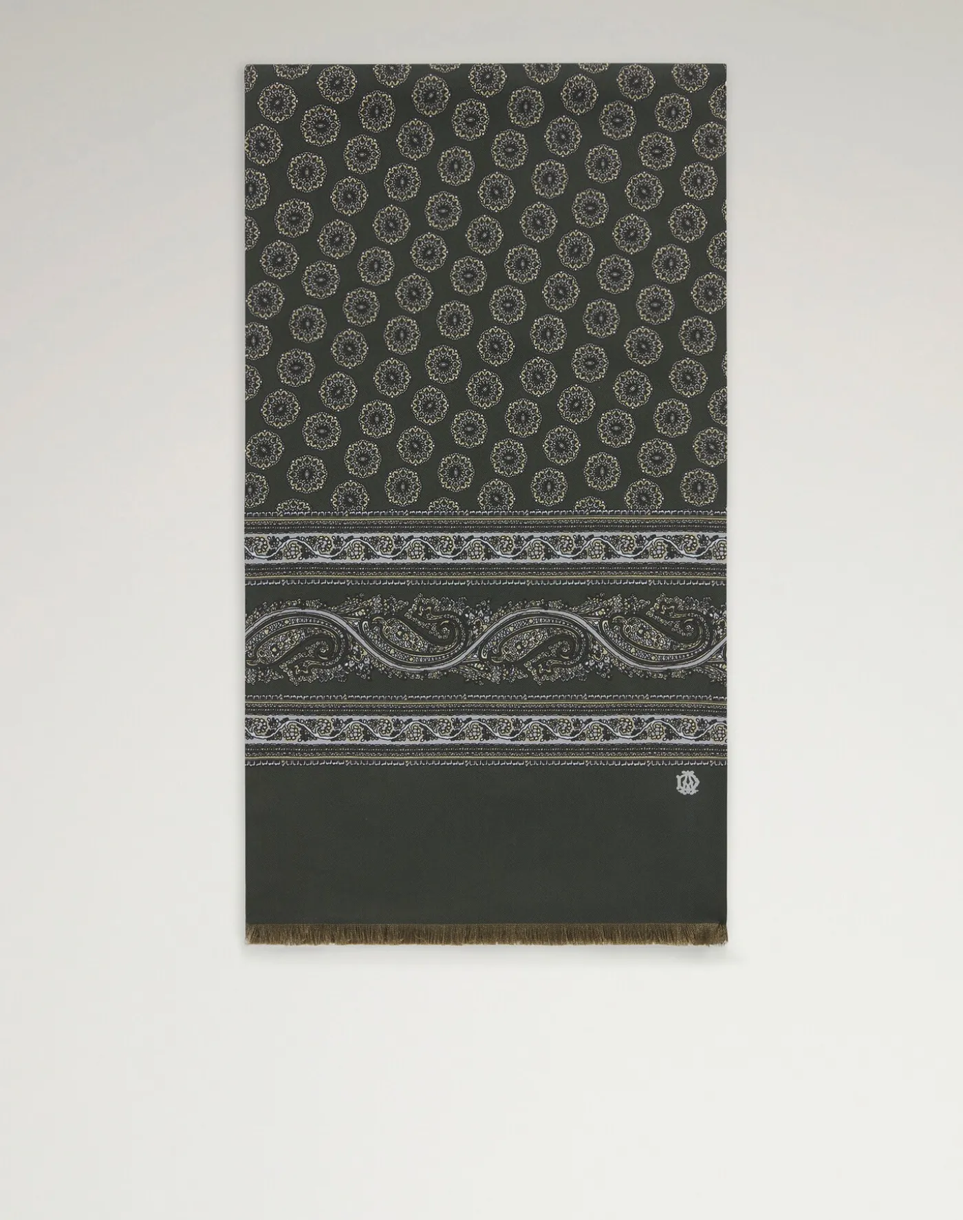 Silk Screen Printed Double Face Floral Medallion Scarf