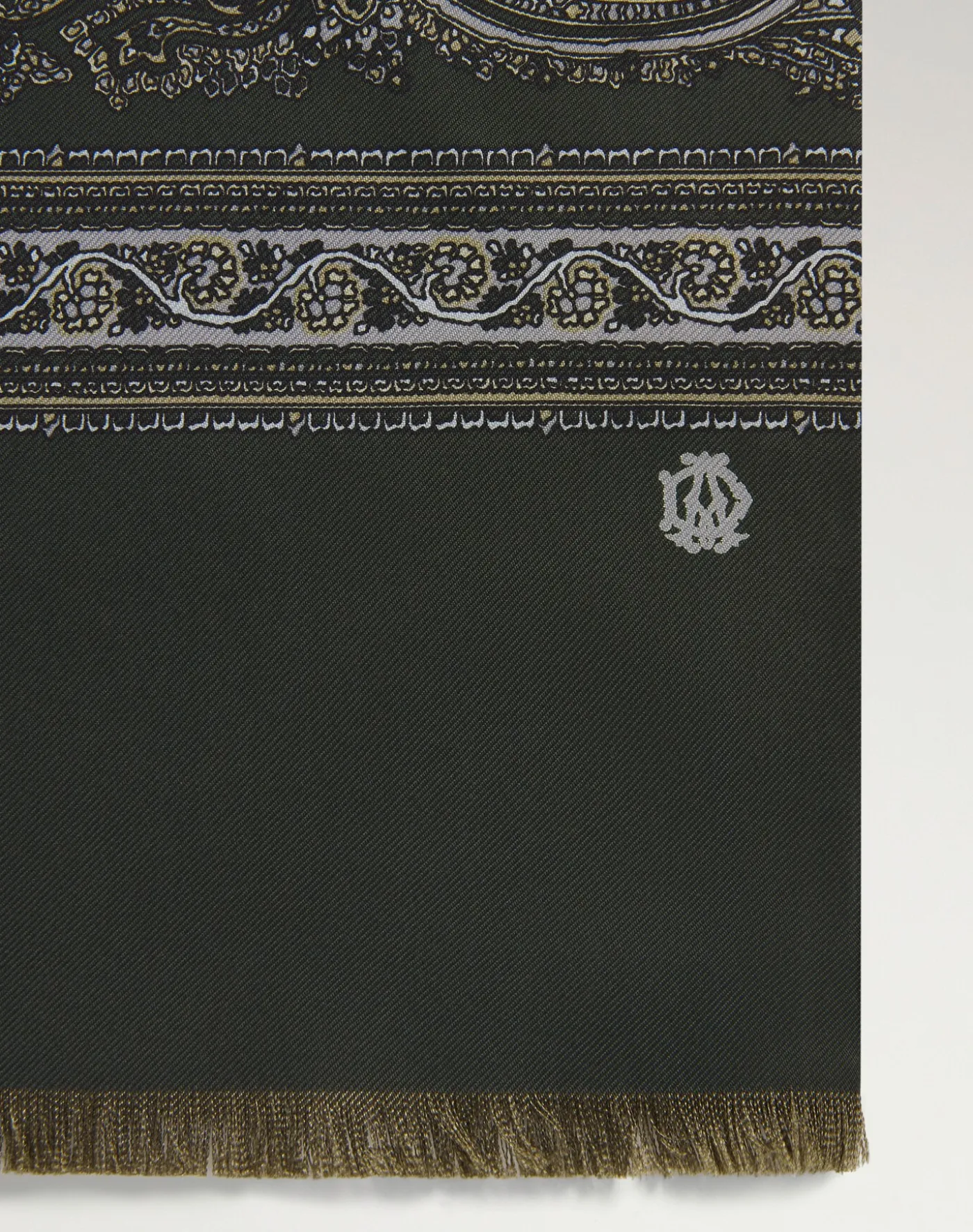Silk Screen Printed Double Face Floral Medallion Scarf