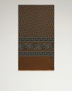 Silk Screen Printed Double Face Floral Medallion Scarf