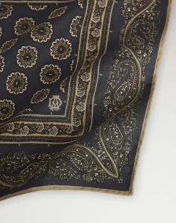 Silk Screen Printed Floral Medallion Pocket Square