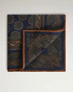 Silk Screen Printed Floral Medallion Pocket Square