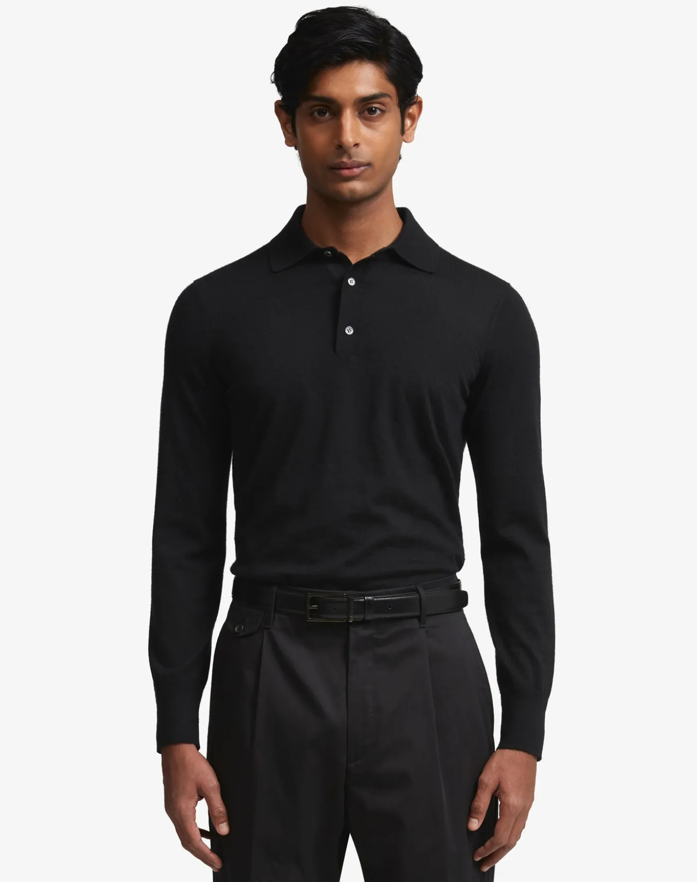 Superfine Cashmere Long Sleeve Polo