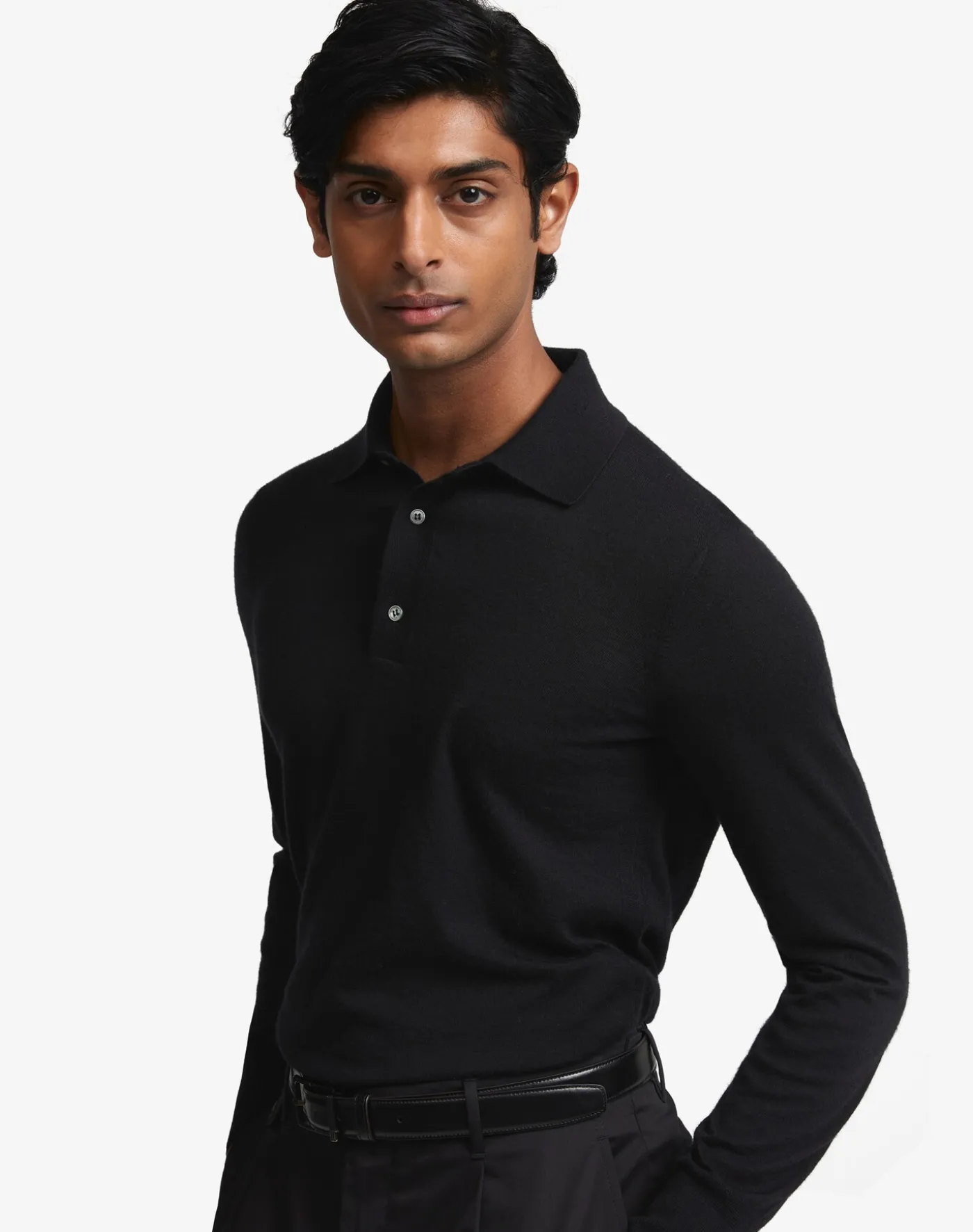 Superfine Cashmere Long Sleeve Polo