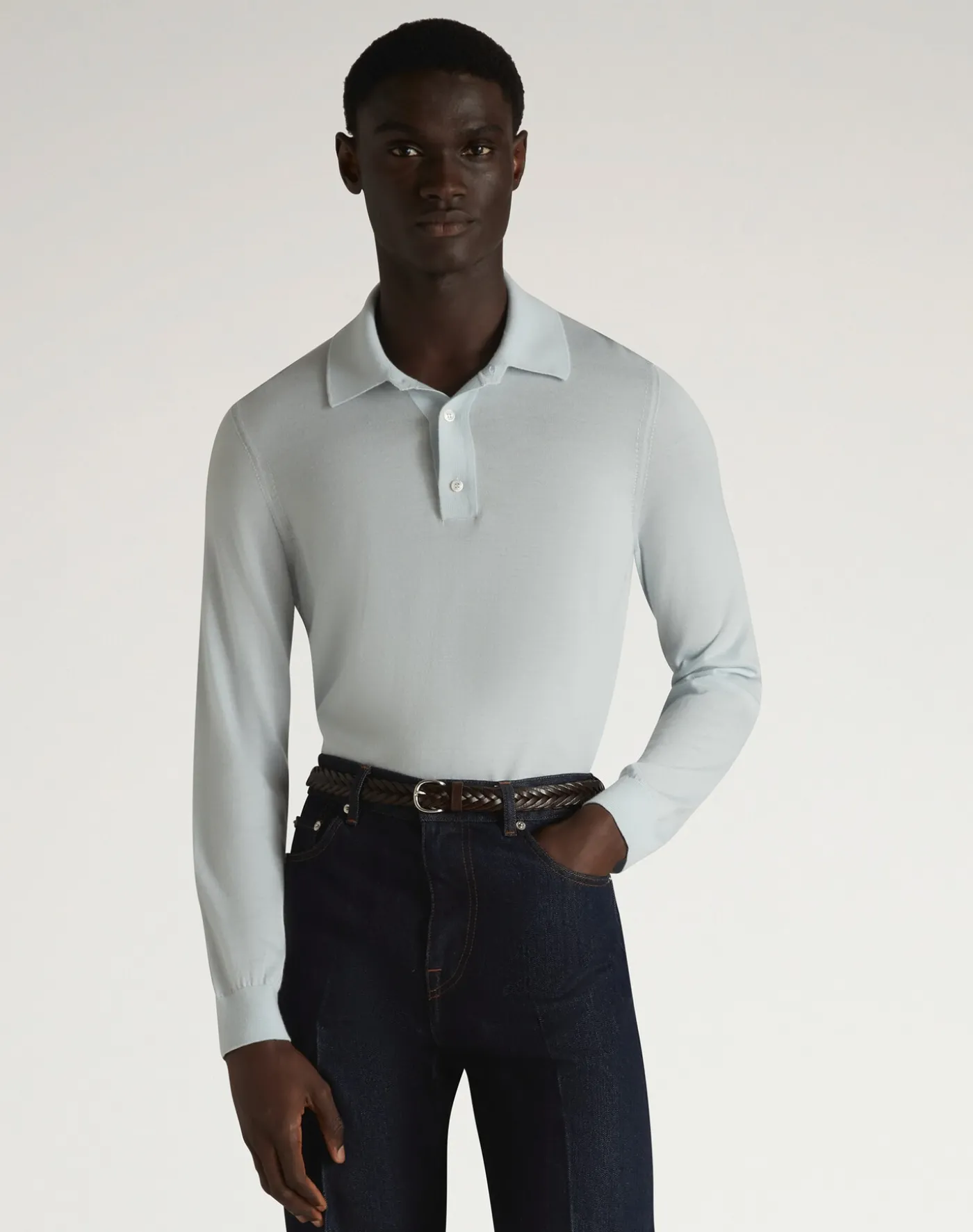 Superfine Cashmere Long Sleeve Polo