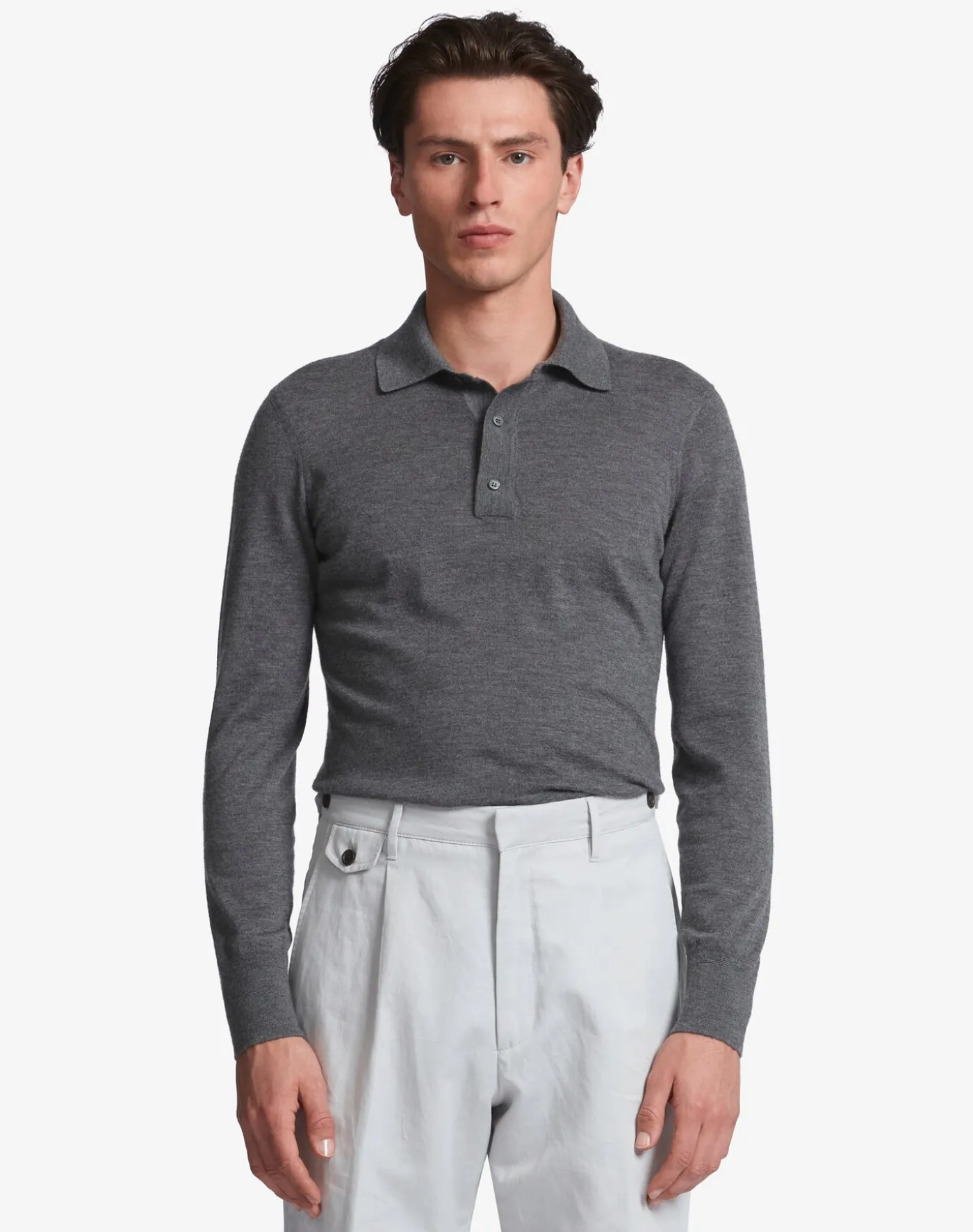 Superfine Cashmere Long Sleeve Polo