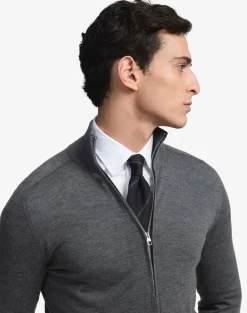 Superfine Cashmere Zip Through Jumper