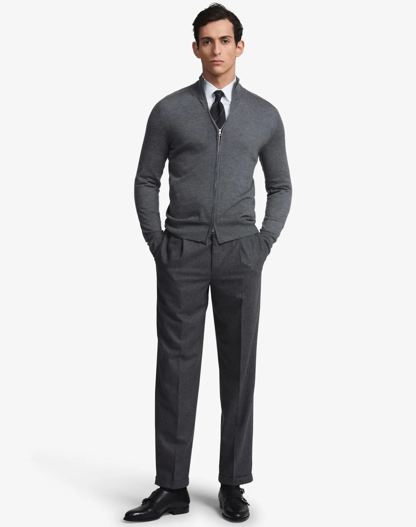 Superfine Cashmere Zip Through Jumper