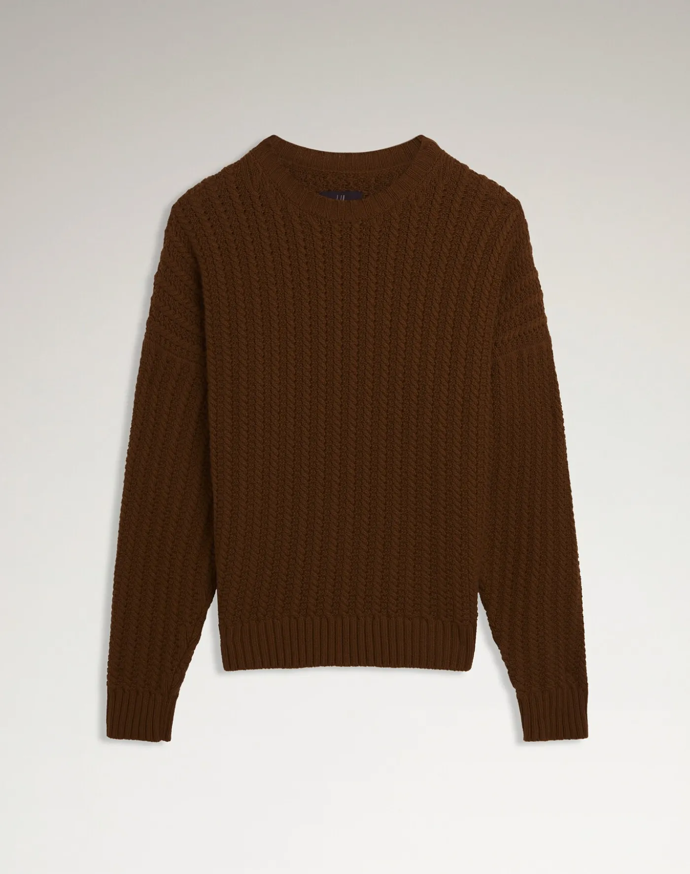 Textured Cashmere Cable Crew Neck Jumper