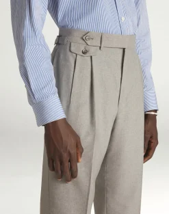 Tropical Wool and Cashmere Double Pleated Trousers