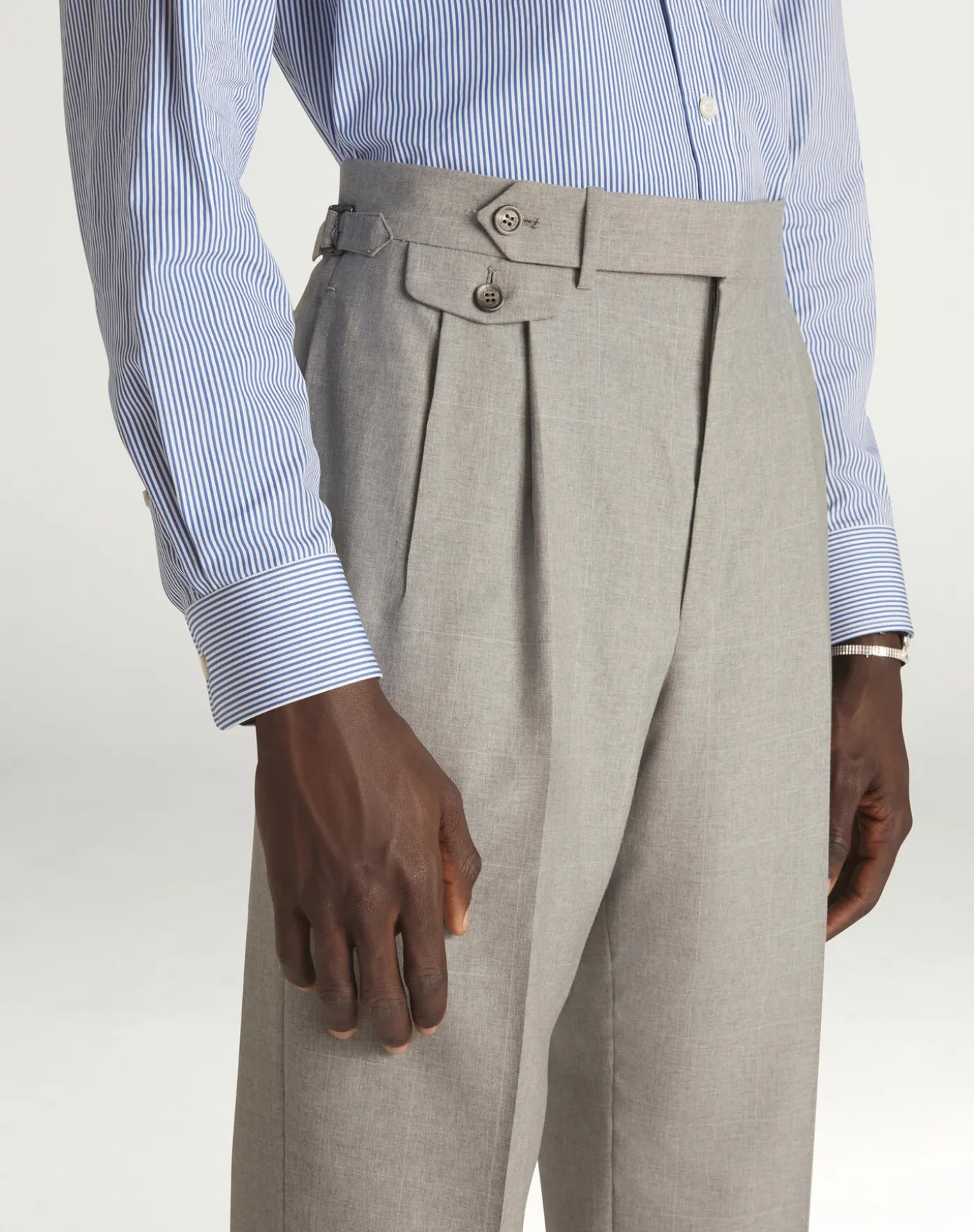 Tropical Wool and Cashmere Double Pleated Trousers
