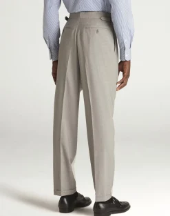 Tropical Wool and Cashmere Double Pleated Trousers