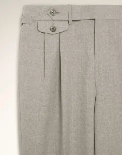 Tropical Wool and Cashmere Double Pleated Trousers
