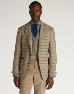 Wool Cashmere Tattersall Check Bourdon Single Breasted Sports Coat