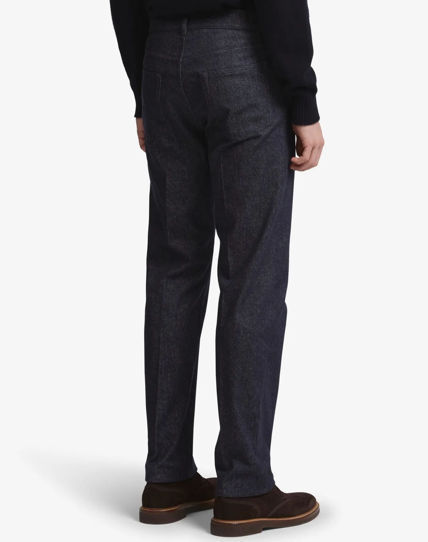 Wool Cotton Denim Straight Leg 5 Pocket Trousers