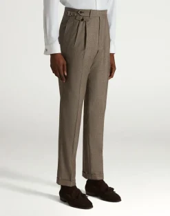 Wool Glen Check Double Pleated Trousers