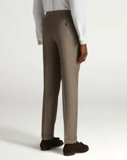 Wool Glen Check Double Pleated Trousers
