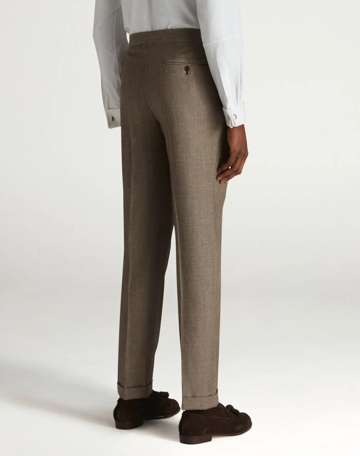 Wool Glen Check Double Pleated Trousers