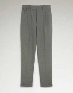 Wool Super 130's and Cashmere Double Pleated Travel Trousers