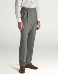Wool Super 130's and Cashmere Double Pleated Travel Trousers