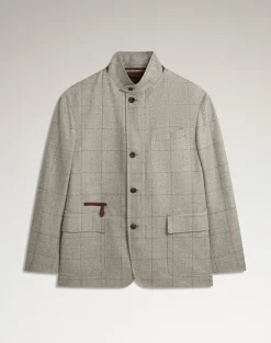 Wool Wool Silk Herringbone With Windowpane Check Bourdon Jacket