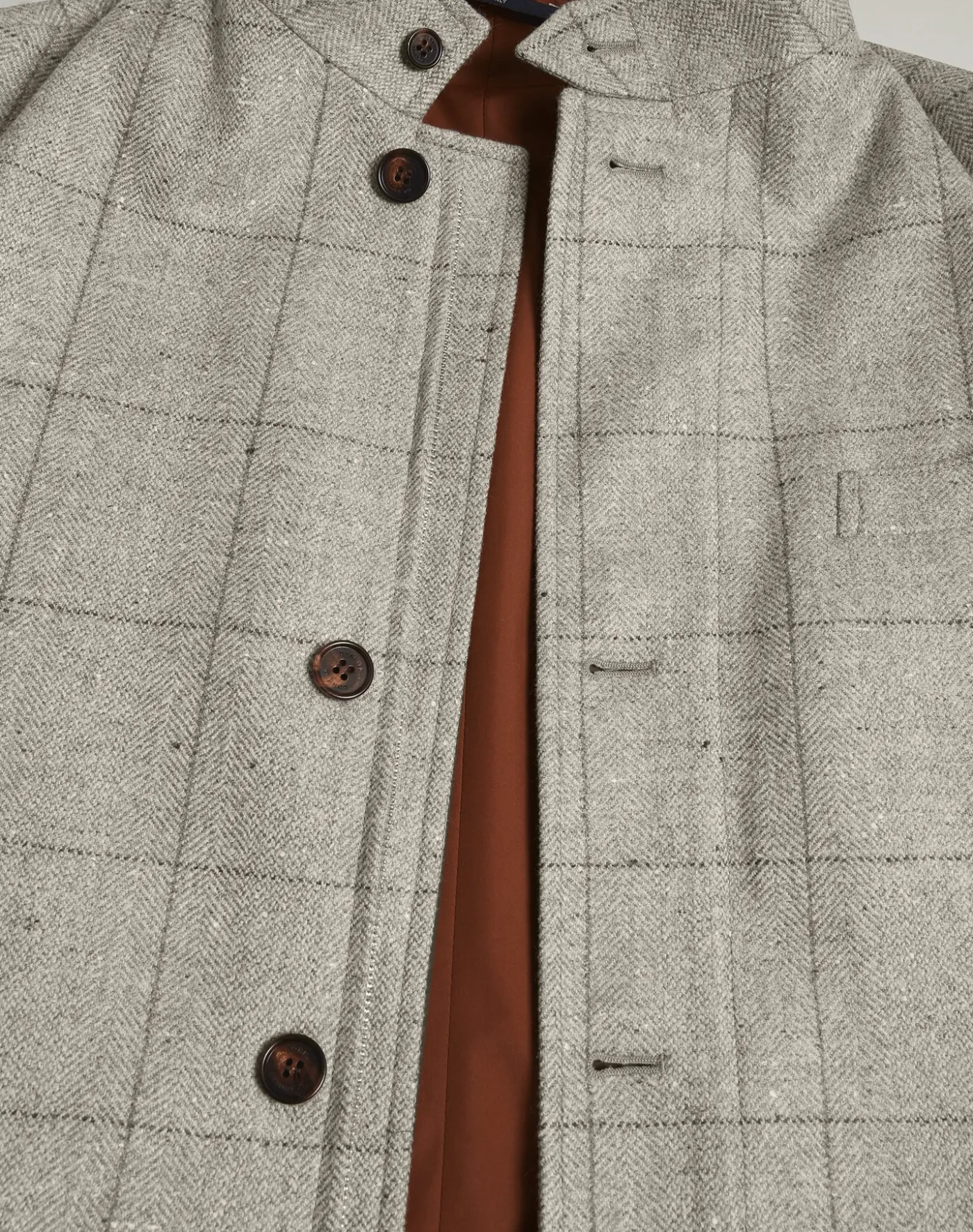 Wool Wool Silk Herringbone With Windowpane Check Bourdon Jacket