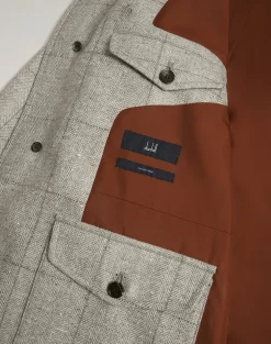 Wool Wool Silk Herringbone With Windowpane Check Bourdon Jacket