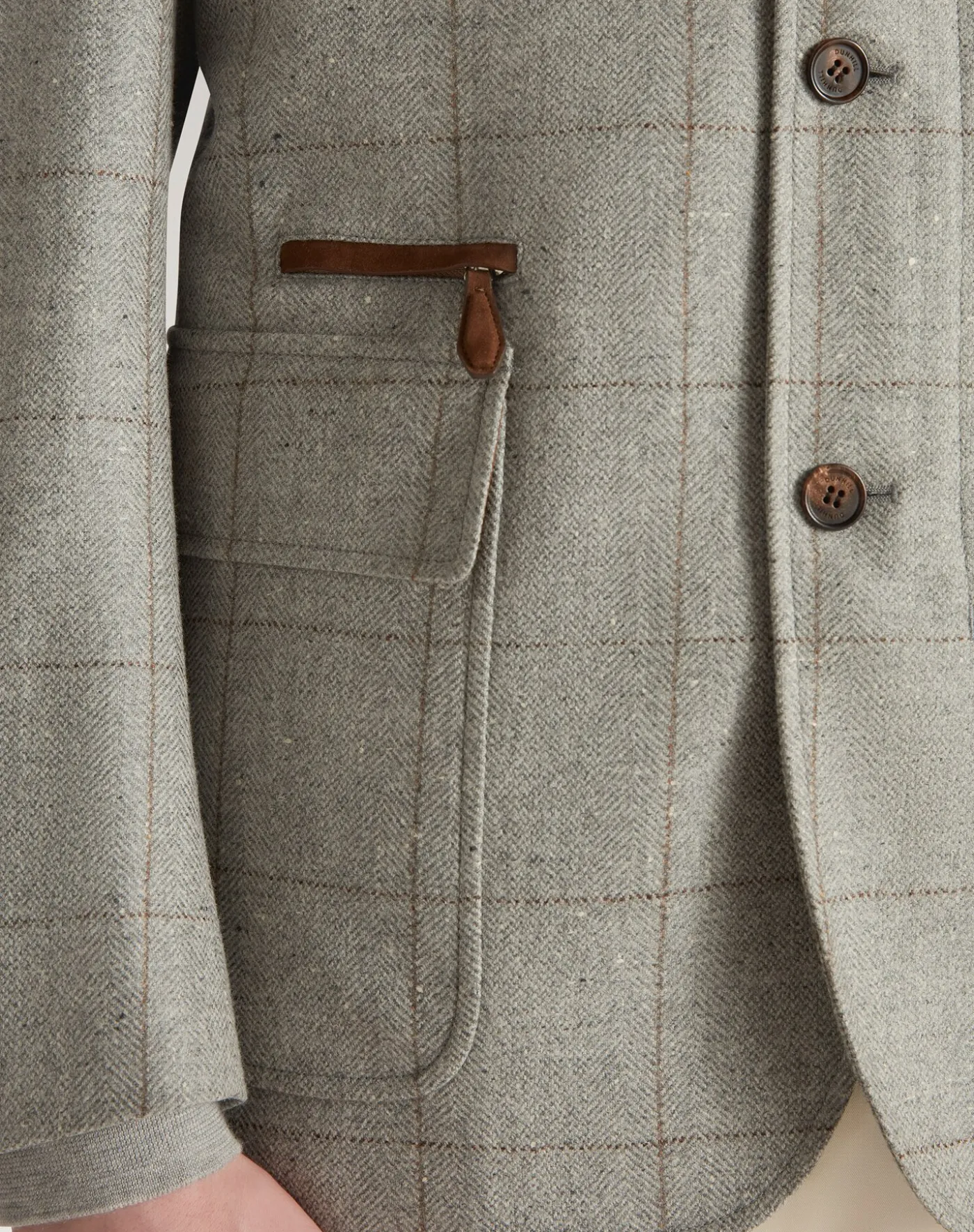 Wool Wool Silk Herringbone With Windowpane Check Bourdon Jacket